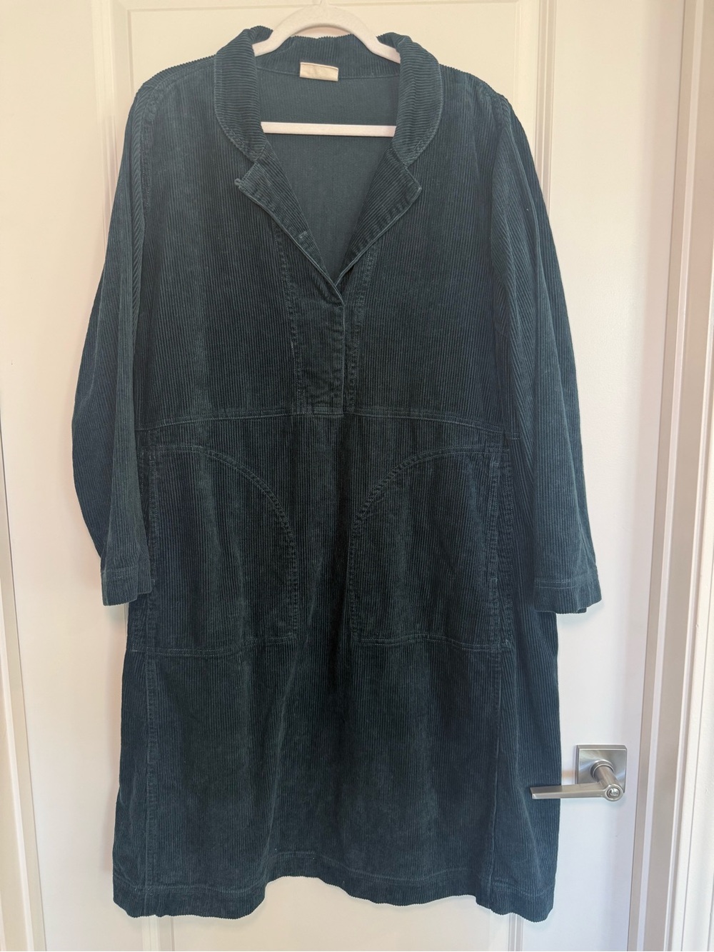 Poetry Teal Corduroy Long Sleeve Shift Dress